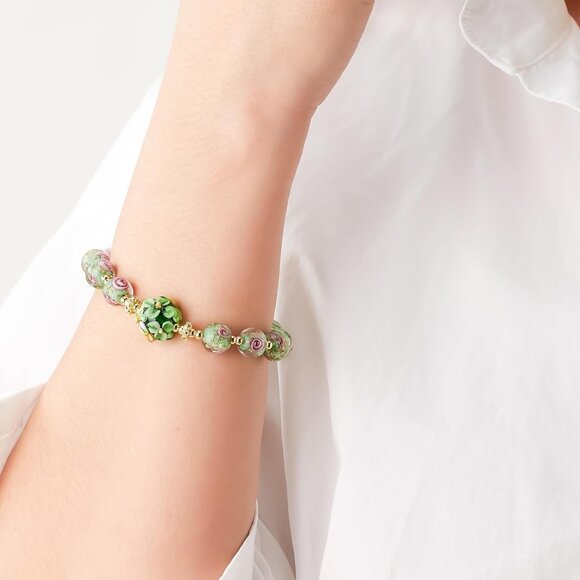 Luminous Murano Glass Bracelet - Chic Glow in The Dark Green Jewelry for Women - Picture 7 of 7